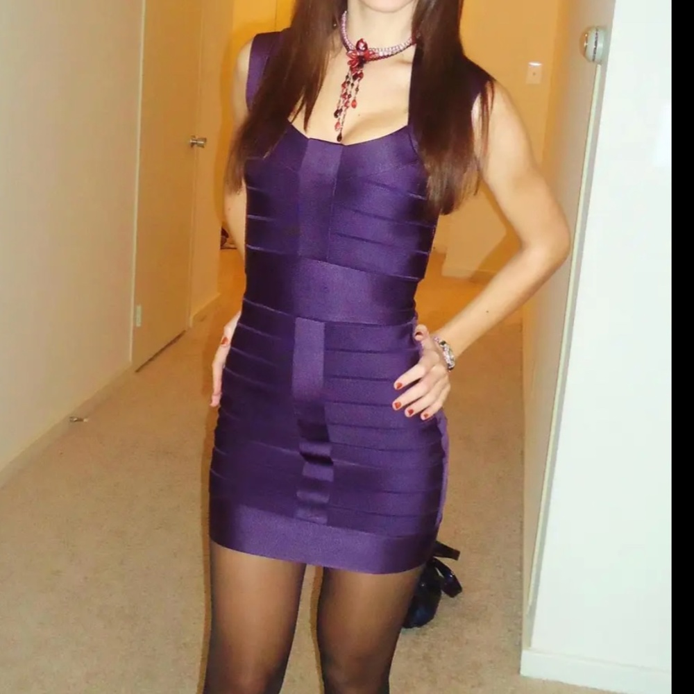 French connection  deep purple colored bandage dress